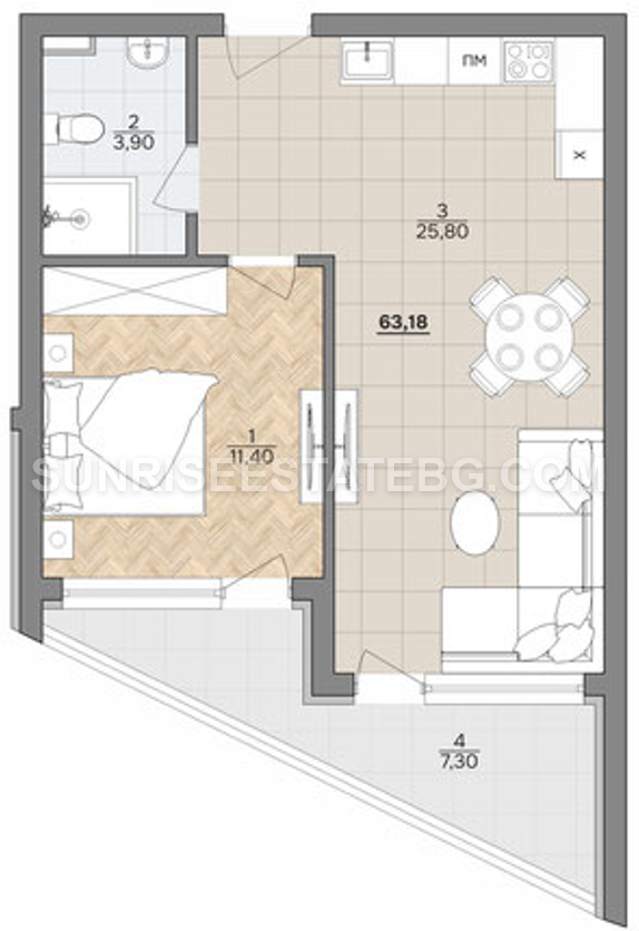 TWO-ROOM APARTMENT ON THE GREEN