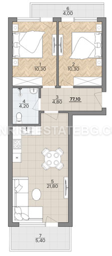 THREE-ROOM APARTMENT NEXT TO THE BEACH