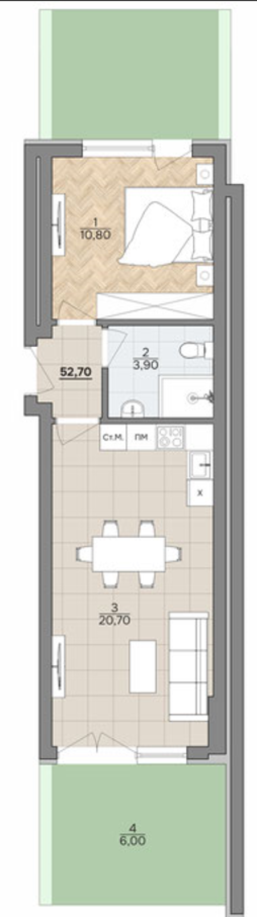 TWO-ROOM APARTMENT IN A BOUTIQUE COMPLEX