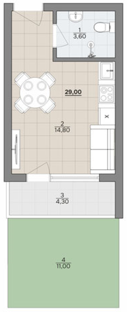 STUDIO IN A NEW COMPLEX A FEW METERS FROM THE SEA